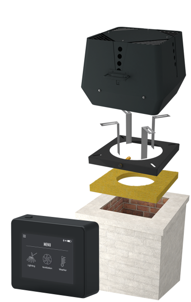 Exodraft Paket 5 Rsv 12 - Öppen eldstad murad skorsten