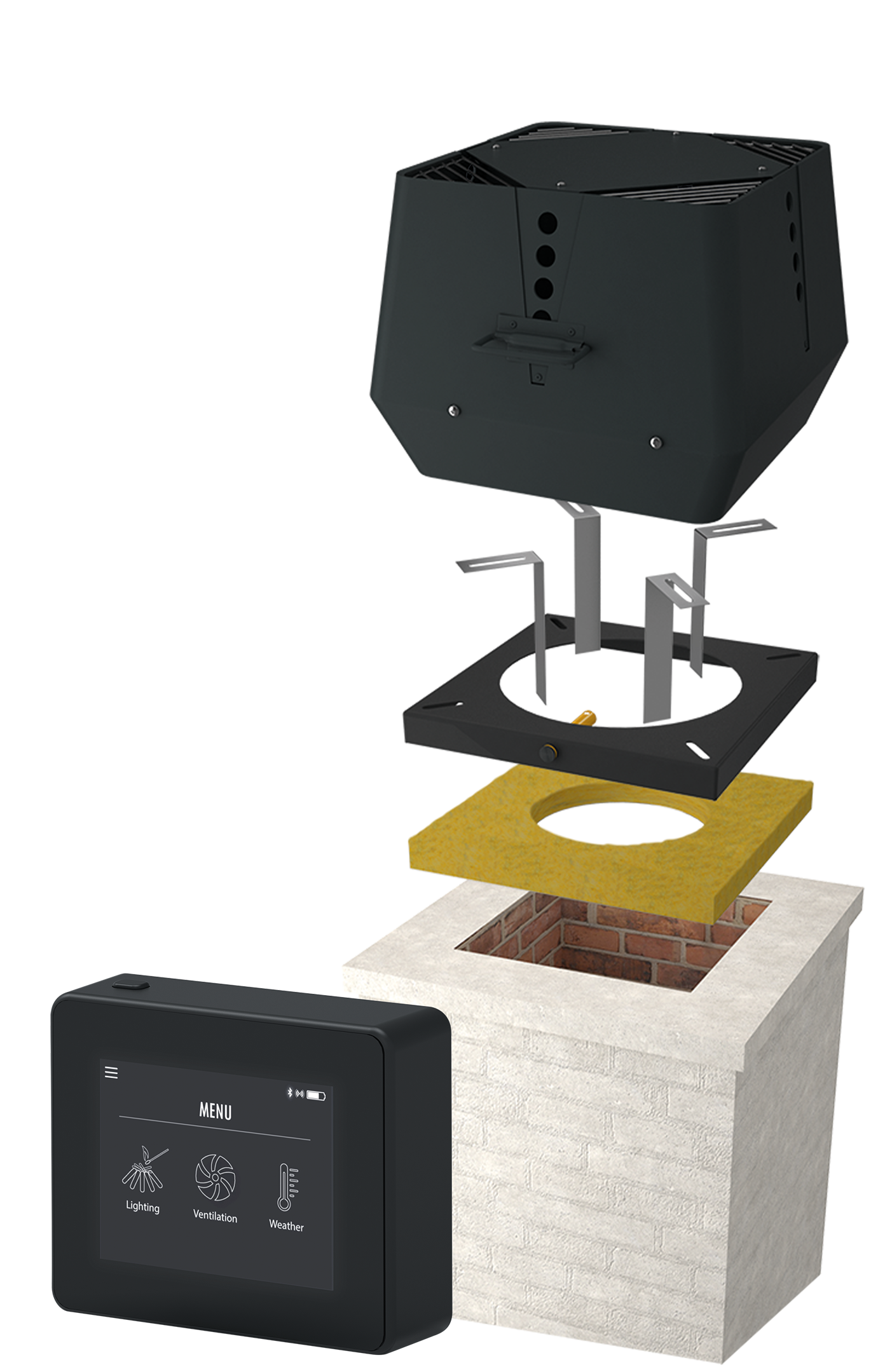 Exodraft Paket 3 Rsv 9 - Öppen eldstad murad skorsten