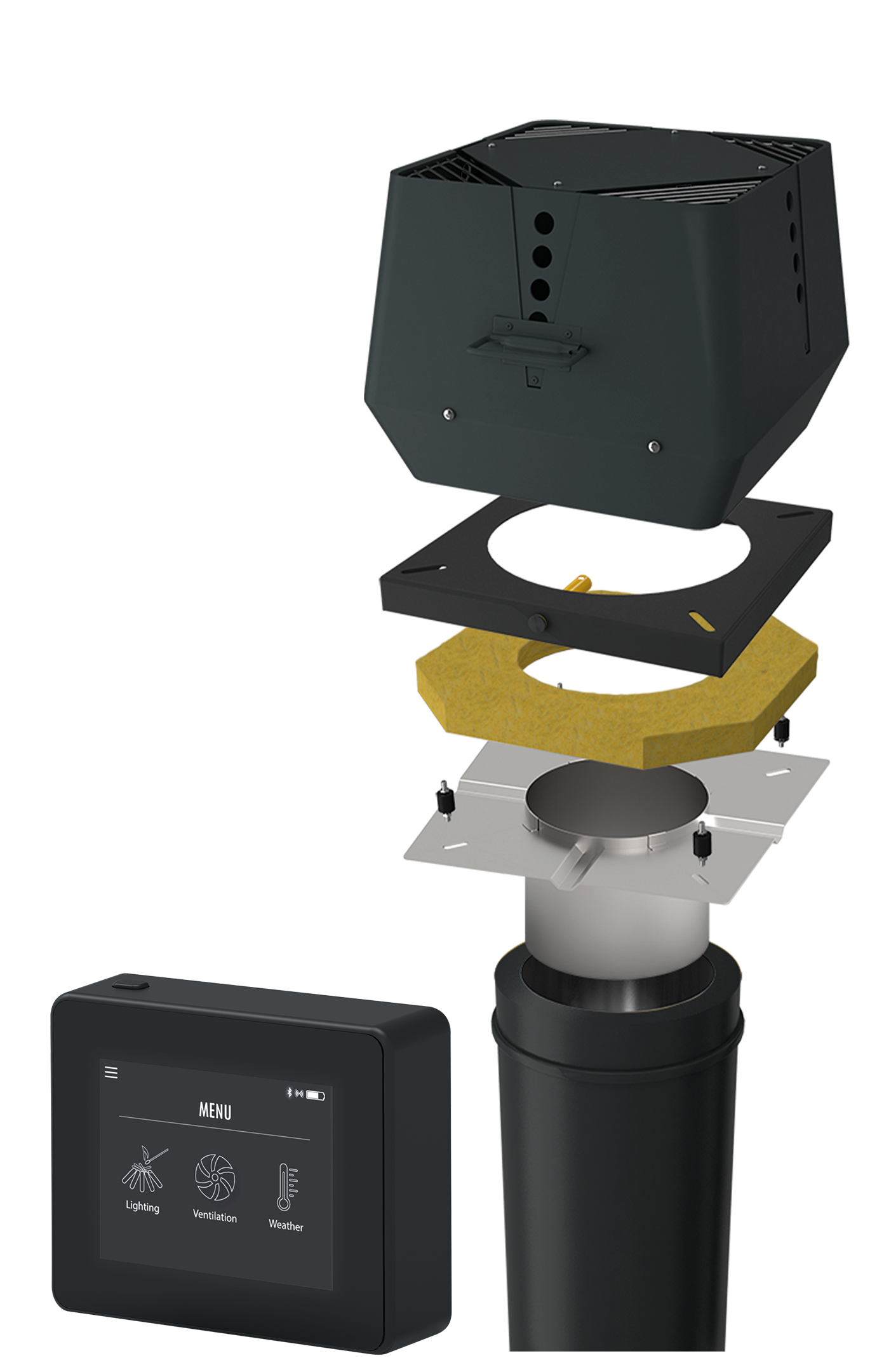 Exodraft Paket 4 Rsv 12 - Öppen eldstad stålskorsten